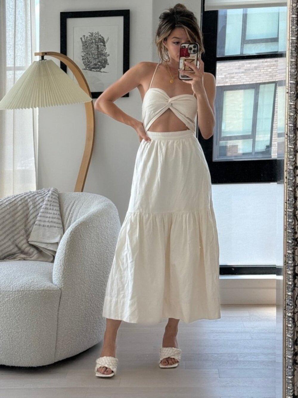 Shona Joy *NEW* Cecilia Twist Bodice Midi Dress in Linen - Picture 3 of 17